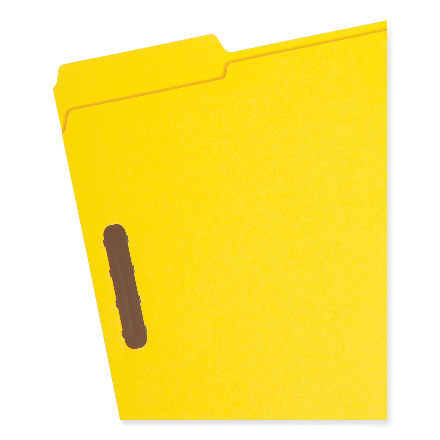 Smead Top Tab Colored Fastener Folders, 0.75" Expansion, 2 Fasteners, Letter Size, Yellow Exterior, 50/Box (12940)