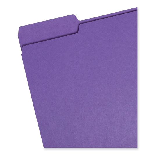 Smead Colored File Folders, 1/3-Cut Tabs: Assorted, Letter Size, 0.75" Expansion, Purple, 100/Box (13043)