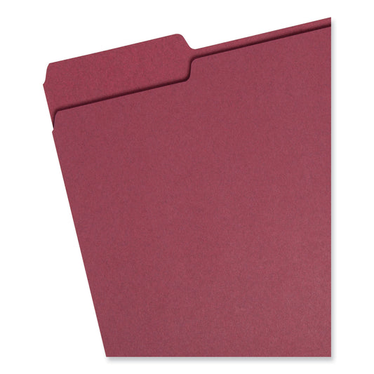 Smead Colored File Folders, 1/3-Cut Tabs: Assorted, Letter Size, 0.75" Expansion, Maroon, 100/Box (13093)