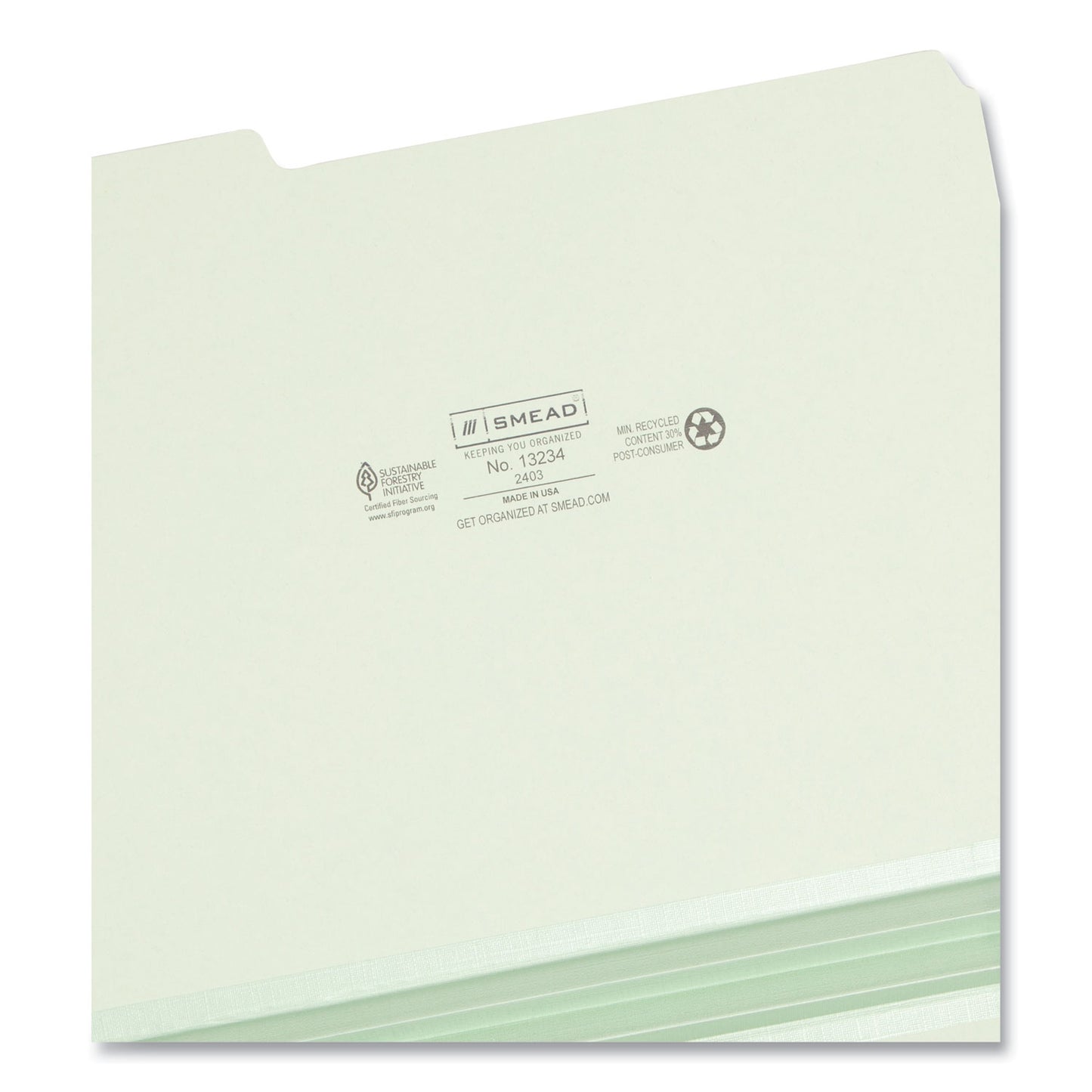 Smead Expanding Recycled Heavy Pressboard Folders, 1/3-Cut Tabs: Assorted, Letter Size, 2" Expansion, Gray-Green, 25/Box (13234)