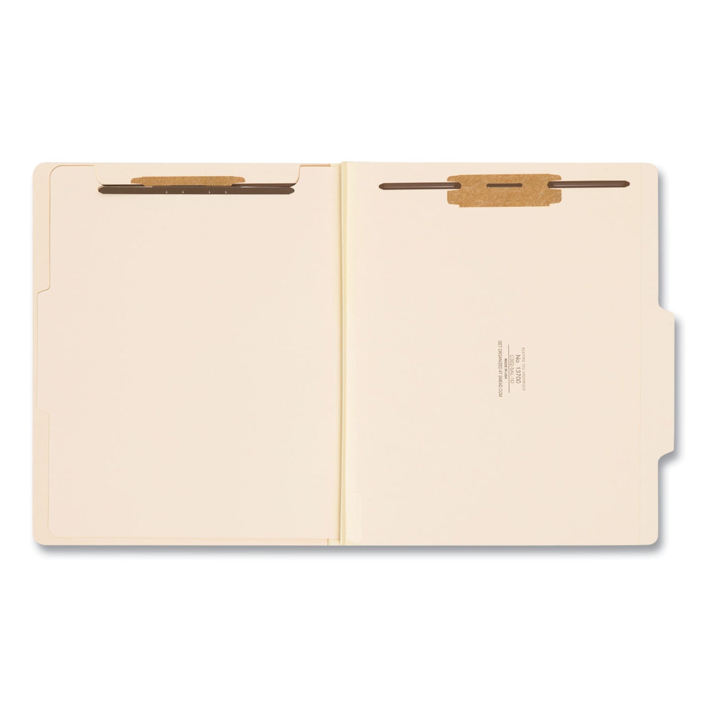 Smead Four-Section Top Tab Classification Folders, 2" Expansion, 1 Divider, 4 Fasteners, Letter Size, Manila, 10/Box (13700)