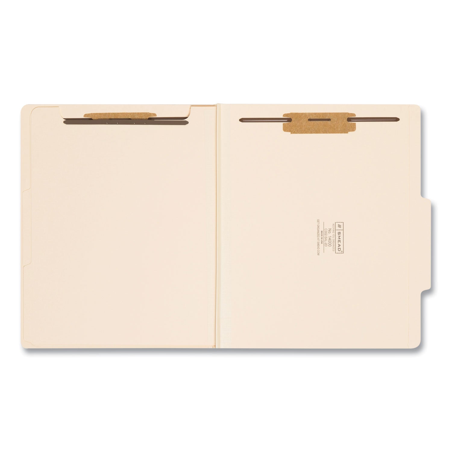Smead Six-Section Top Tab Classification Folders, 2" Expansion, 2 Dividers, 6 Fasteners, Letter Size, Manila, 10/Box (14000)