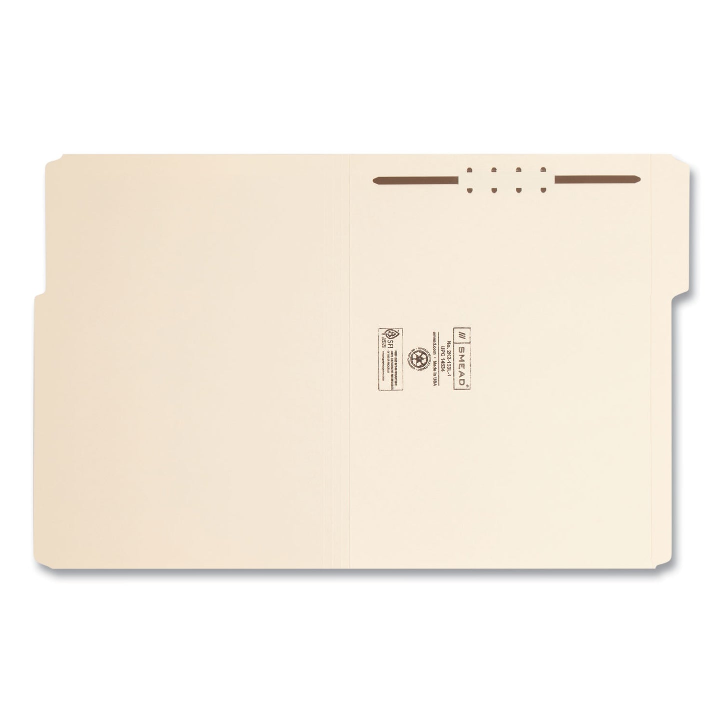 Smead Top Tab Fastener Folders, 1/3-Cut Tabs: Assorted, 0.75" Expansion, 1 Fastener, Letter Size, Manila Exterior, 50/Box (14534)