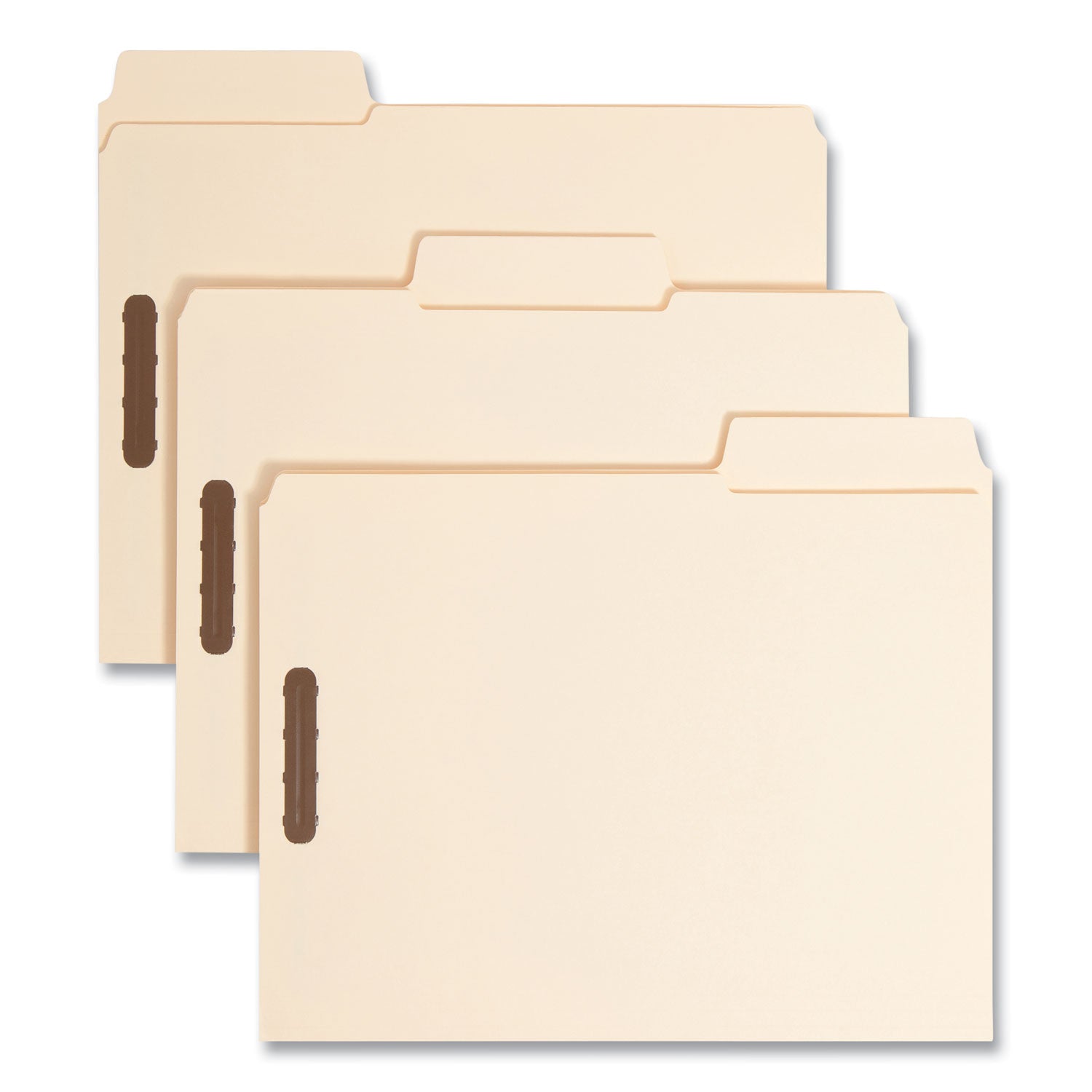 Smead SuperTab Reinforced Guide Height Fastener Folders, 11-pt Manila, 0.75" Expansion, 2 Fasteners, Letter Size, Manila, 50/Box (14535)