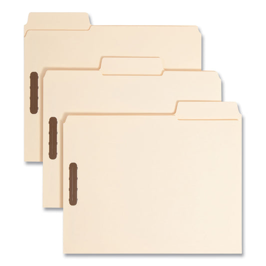 Smead SuperTab Reinforced Guide Height Fastener Folders, 11-pt Manila, 0.75" Expansion, 2 Fasteners, Letter Size, Manila, 50/Box (14535)