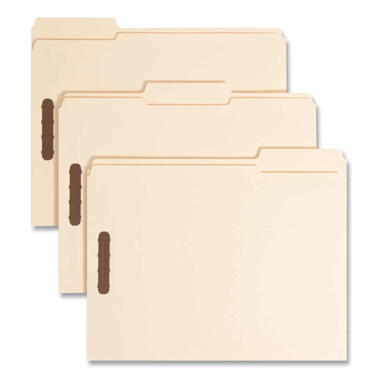 Smead Top Tab Fastener Folders, 1/3-Cut Tabs: Assorted, 0.75" Expansion, 2 Fasteners, Letter Size, Manila Exterior, 50/Box (14537)