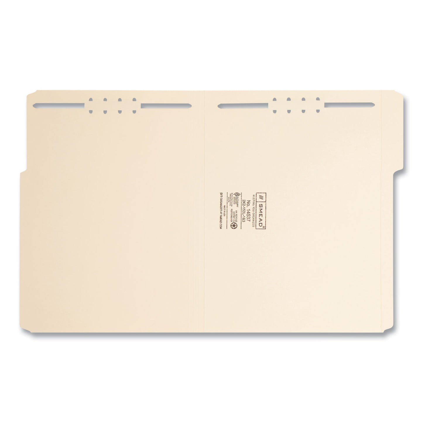 Smead Top Tab Fastener Folders, 1/3-Cut Tabs: Assorted, 0.75" Expansion, 2 Fasteners, Letter Size, Manila Exterior, 50/Box (14537)