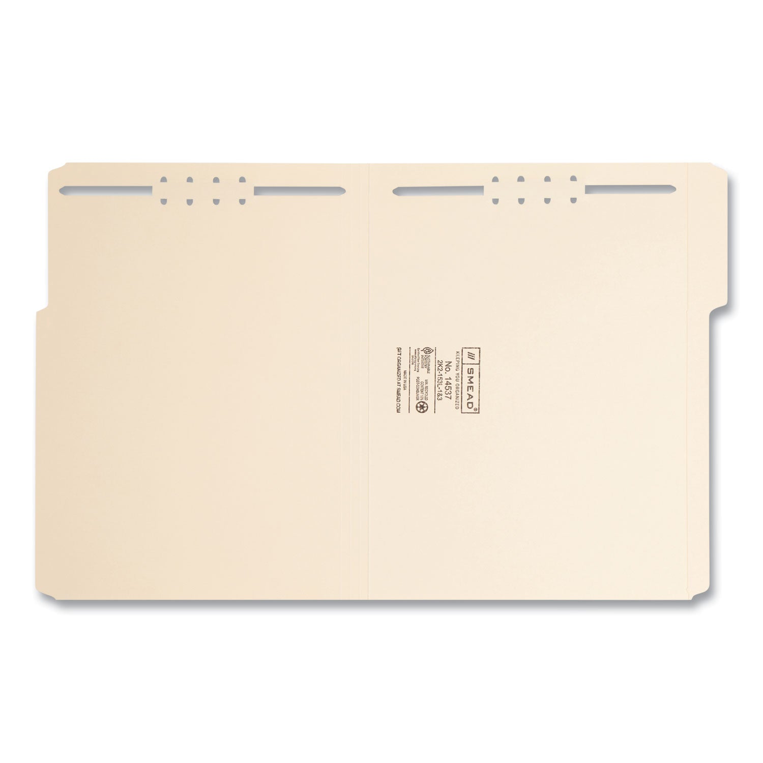 Smead Top Tab Fastener Folders, 1/3-Cut Tabs: Assorted, 0.75" Expansion, 2 Fasteners, Letter Size, Manila Exterior, 50/Box (14537)