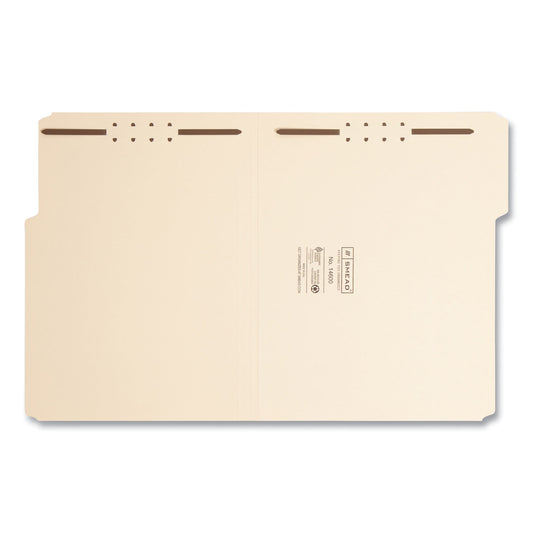 Smead Top Tab Heavyweight Manila Fastener Folders, 0.75" Expansion, 2 Fasteners, Letter Size, Manila Exterior, 50/Box (14600)
