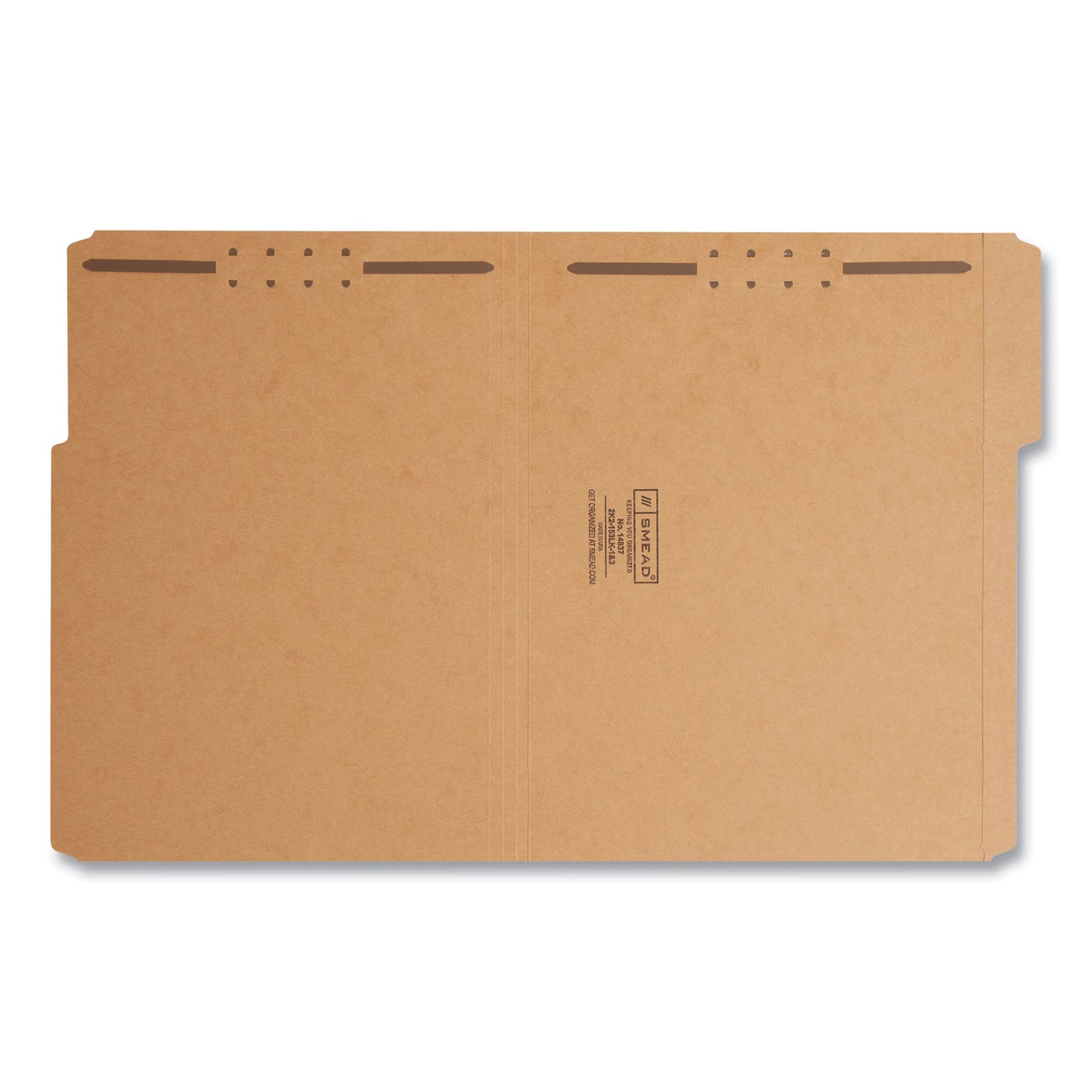 Smead Top Tab Fastener Folders, 1/3-Cut Tabs: Assorted, 0.75" Expansion, 2 Fasteners, Letter Size, Kraft Exterior, 50/Box (14837)