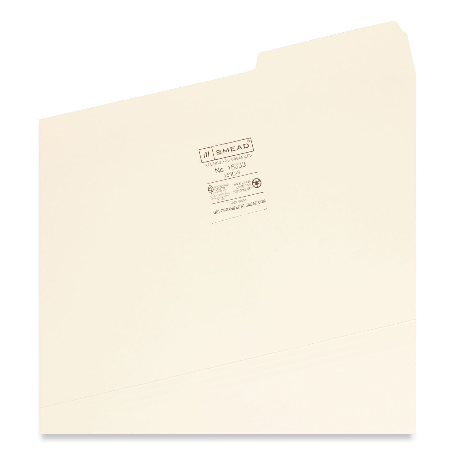 Smead Manila File Folders, 1/3-Cut Tabs: Right Position, Legal Size, 0.75" Expansion, Manila, 100/Box (15333)