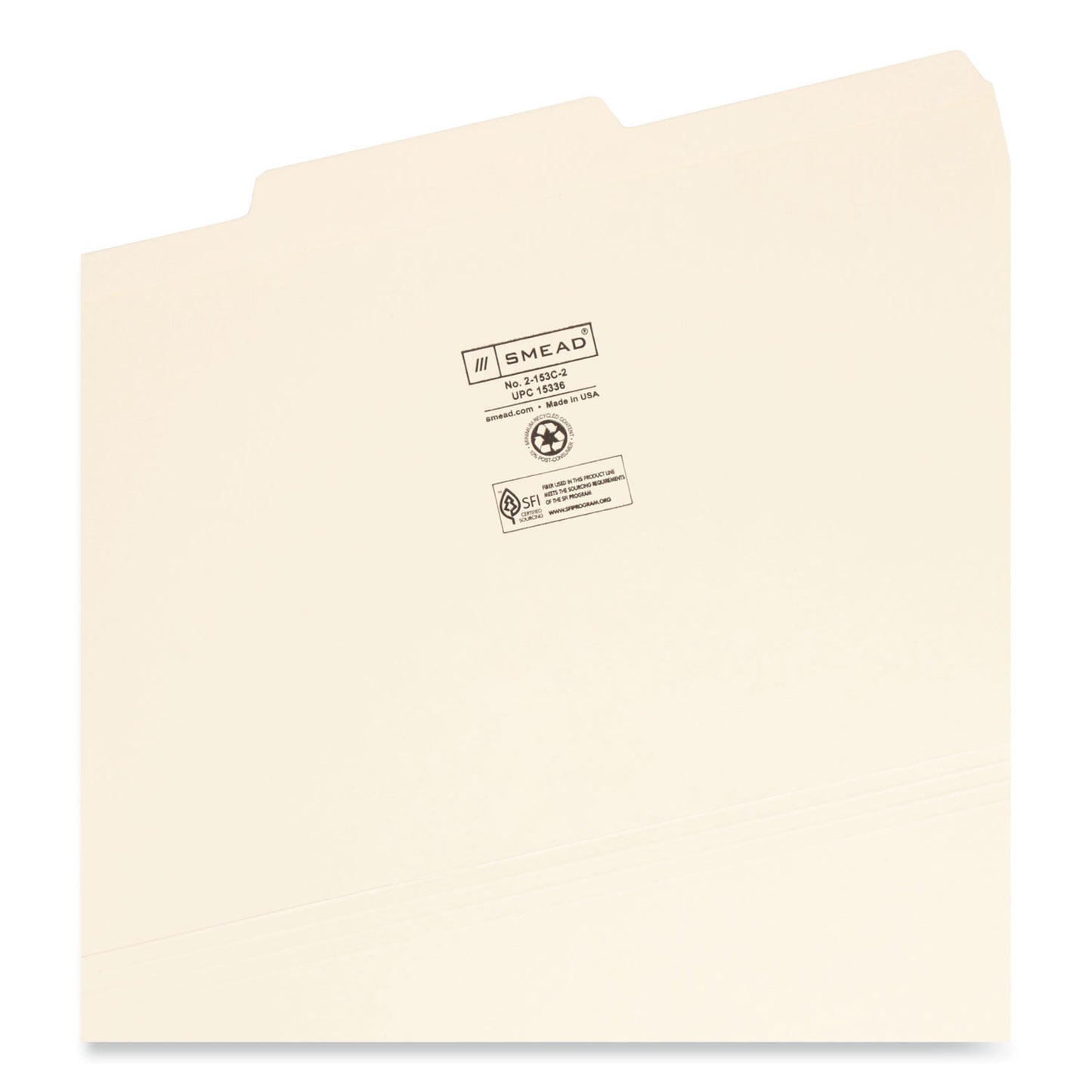 Smead Reinforced Tab Manila File Folders, 1/3-Cut Tabs: Center Position, Legal Size, 0.75" Expansion, 11-pt Manila, 100/Box (15336)