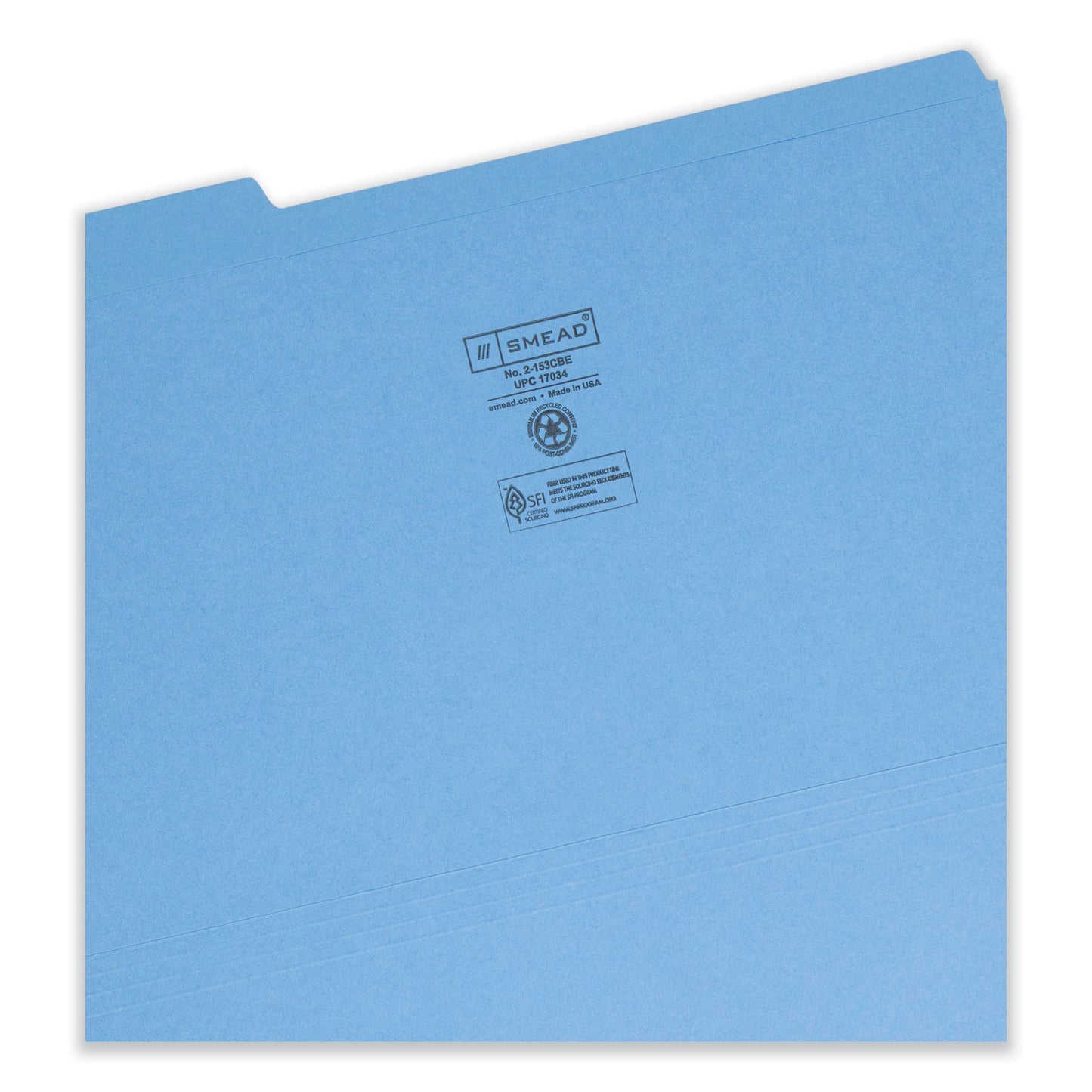 Smead Reinforced Top Tab Colored File Folders, 1/3-Cut Tabs: Assorted, Legal Size, 0.75" Expansion, Blue, 100/Box (17034)