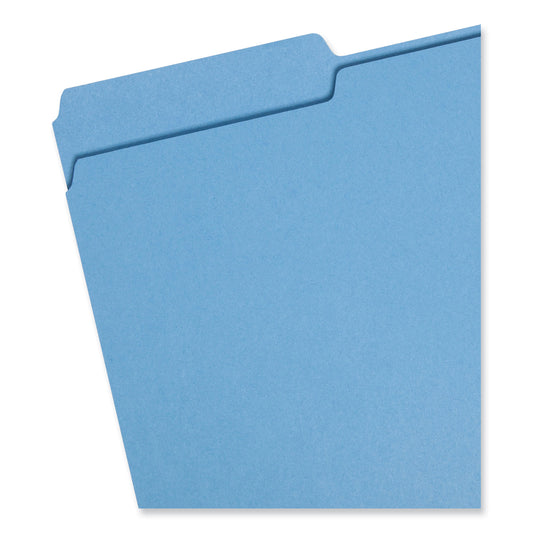 Smead Colored File Folders, 1/3-Cut Tabs: Assorted, Legal Size, 0.75" Expansion, Blue, 100/Box (17043)