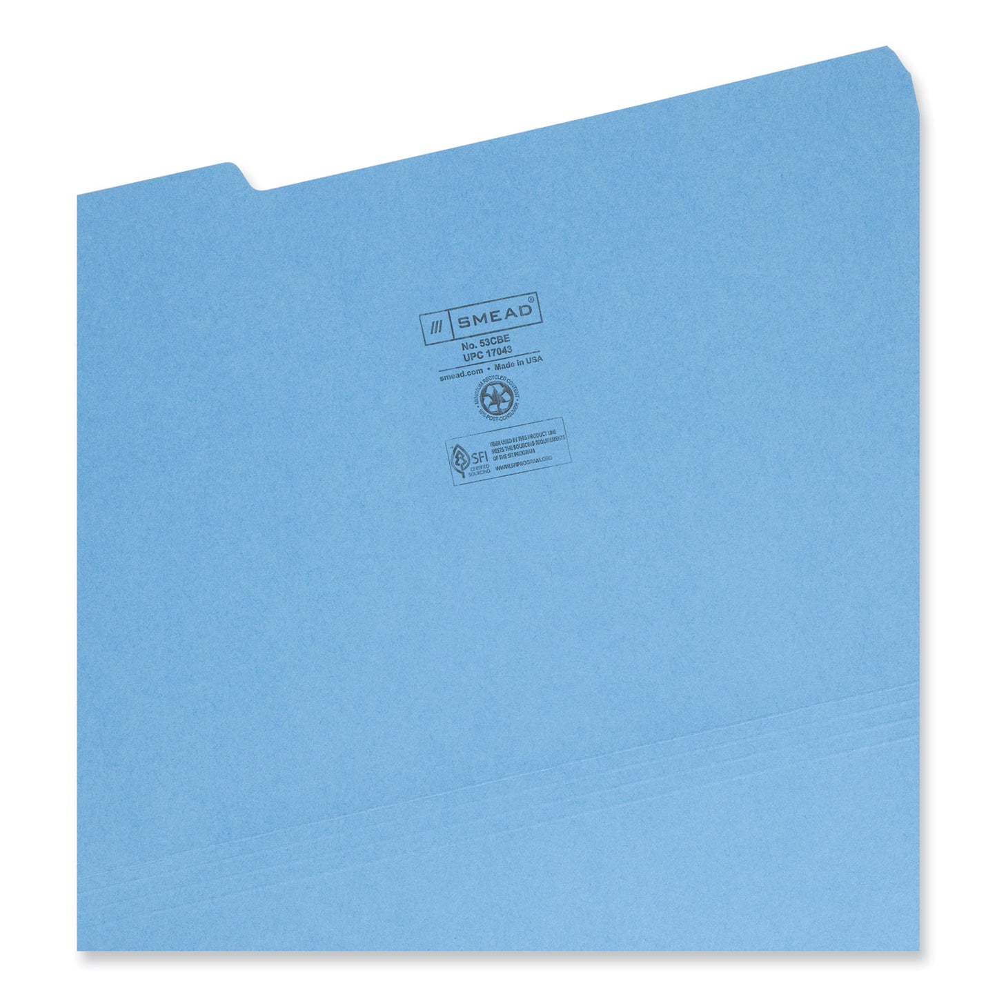 Smead Colored File Folders, 1/3-Cut Tabs: Assorted, Legal Size, 0.75" Expansion, Blue, 100/Box (17043)