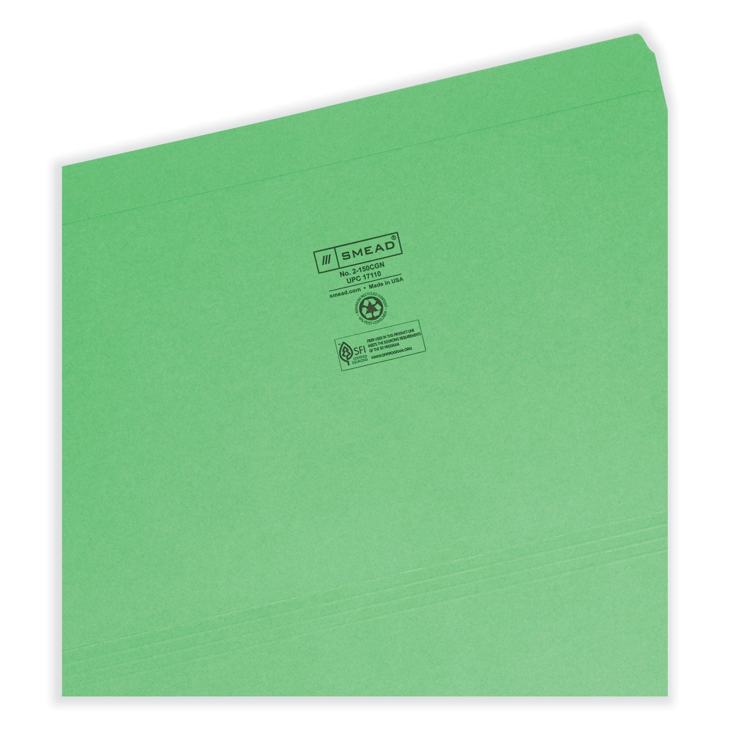 Smead Reinforced Top Tab Colored File Folders, Straight Tabs, Legal Size, 0.75" Expansion, Green, 100/Box (17110)