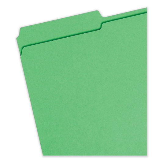 Smead Reinforced Top Tab Colored File Folders, 1/3-Cut Tabs: Assorted, Legal Size, 0.75" Expansion, Green, 100/Box (17134)