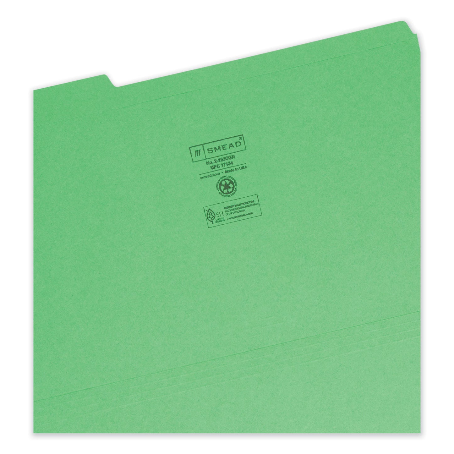 Smead Reinforced Top Tab Colored File Folders, 1/3-Cut Tabs: Assorted, Legal Size, 0.75" Expansion, Green, 100/Box (17134)