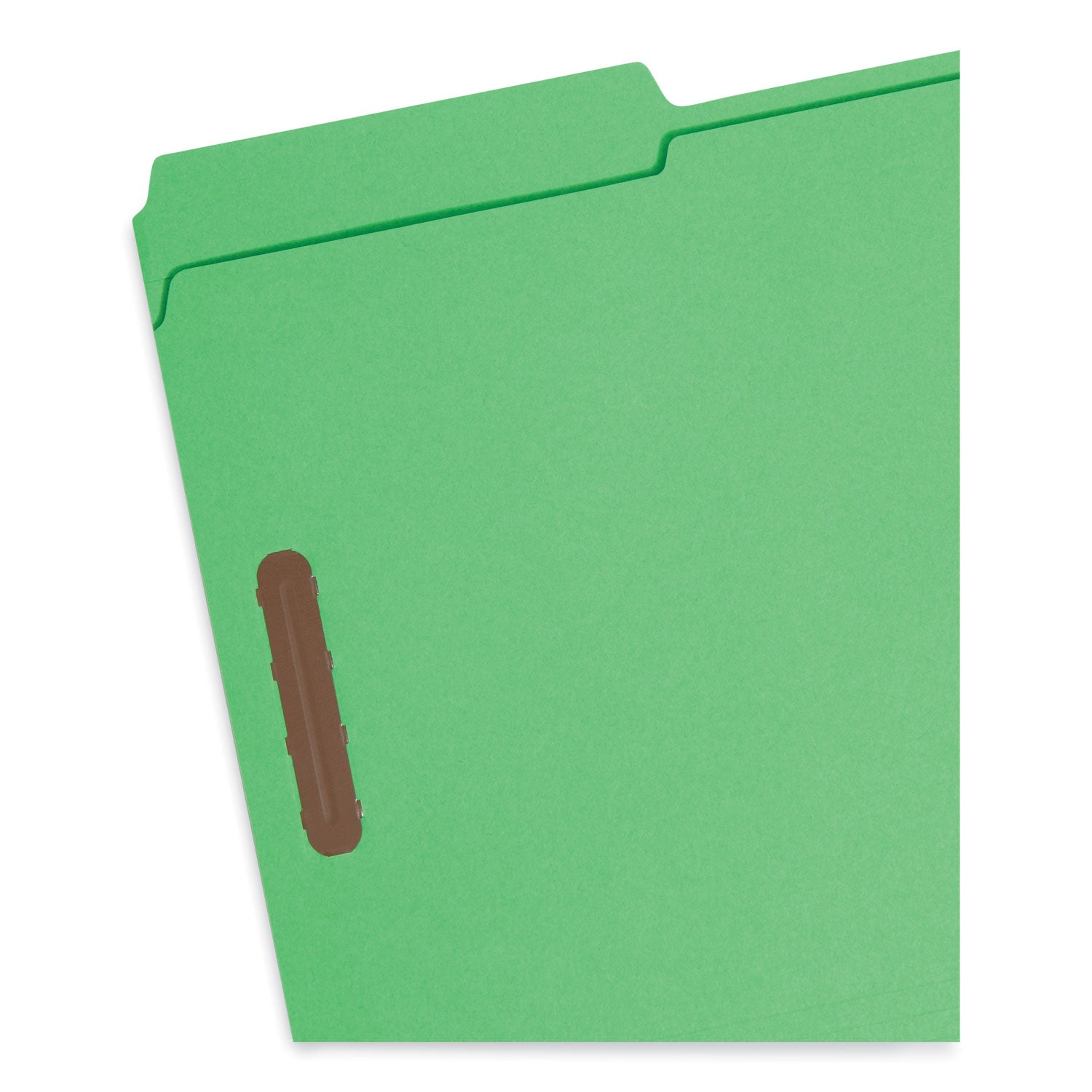 Smead Top Tab Colored Fastener Folders, 0.75" Expansion, 2 Fasteners, Legal Size, Green Exterior, 50/Box (17140)