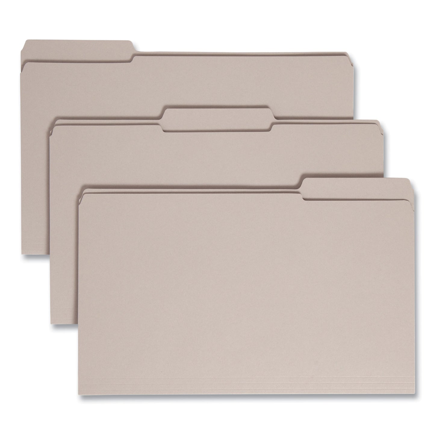 Smead Reinforced Top Tab Colored File Folders, 1/3-Cut Tabs: Assorted, Legal Size, 0.75" Expansion, Gray, 100/Box (17334)