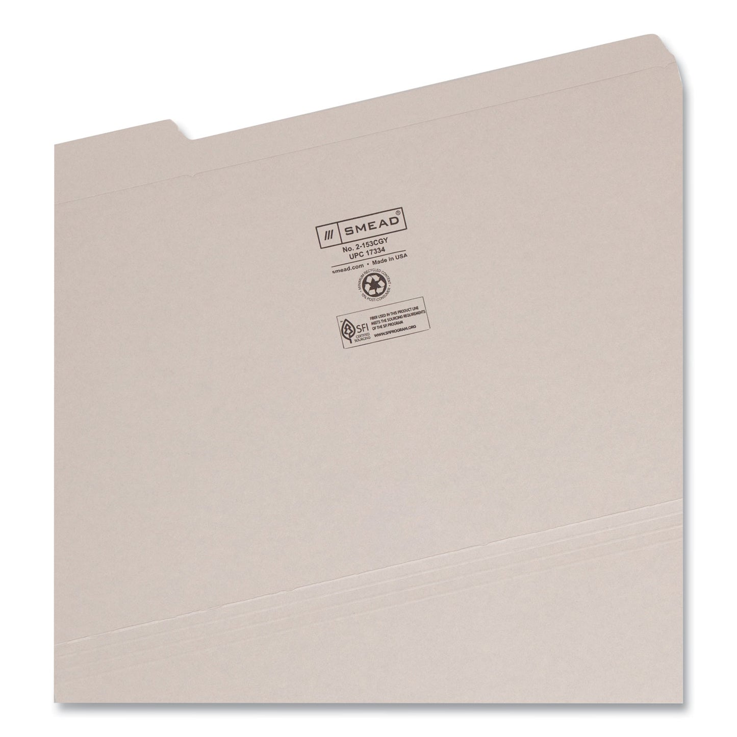 Smead Reinforced Top Tab Colored File Folders, 1/3-Cut Tabs: Assorted, Legal Size, 0.75" Expansion, Gray, 100/Box (17334)
