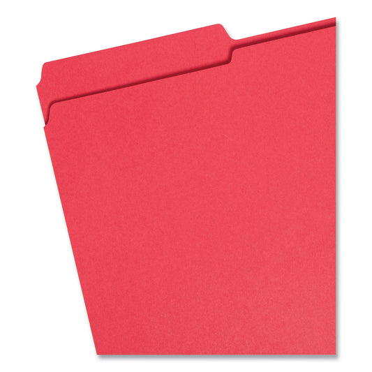 Smead Reinforced Top Tab Colored File Folders, 1/3-Cut Tabs: Assorted, Legal Size, 0.75" Expansion, Red, 100/Box (17734)