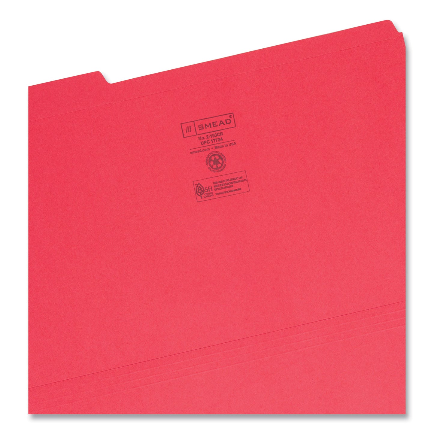 Smead Reinforced Top Tab Colored File Folders, 1/3-Cut Tabs: Assorted, Legal Size, 0.75" Expansion, Red, 100/Box (17734)