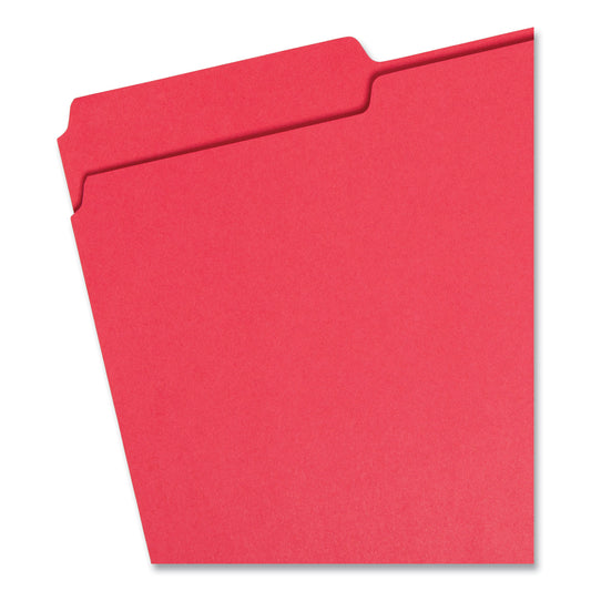 Smead Colored File Folders, 1/3-Cut Tabs: Assorted, Legal Size, 0.75" Expansion, Red, 100/Box (17743)