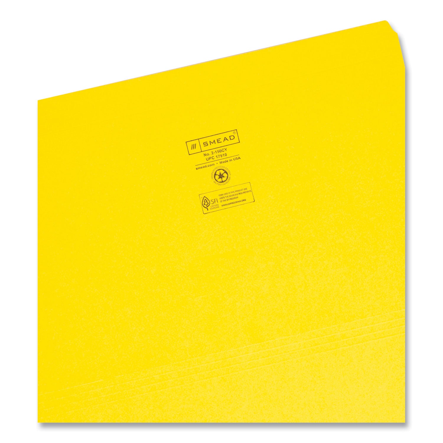 Smead Reinforced Top Tab Colored File Folders, Straight Tabs, Legal Size, 0.75" Expansion, Yellow, 100/Box (17910)