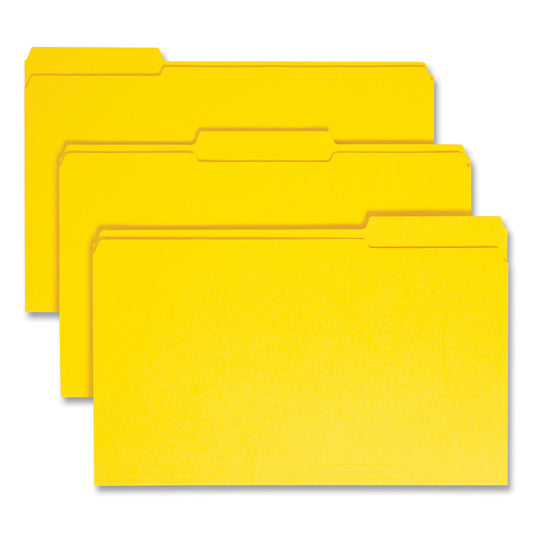 Smead Reinforced Top Tab Colored File Folders, 1/3-Cut Tabs: Assorted, Legal Size, 0.75" Expansion, Yellow, 100/Box (17934)