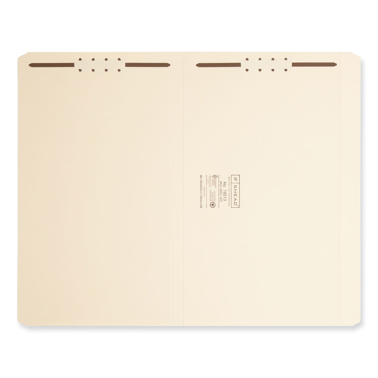 Smead Top Tab Fastener Folders, Straight Tabs, 0.75" Expansion, 2 Fasteners, Legal Size, Manila Exterior, 50/Box (19513)