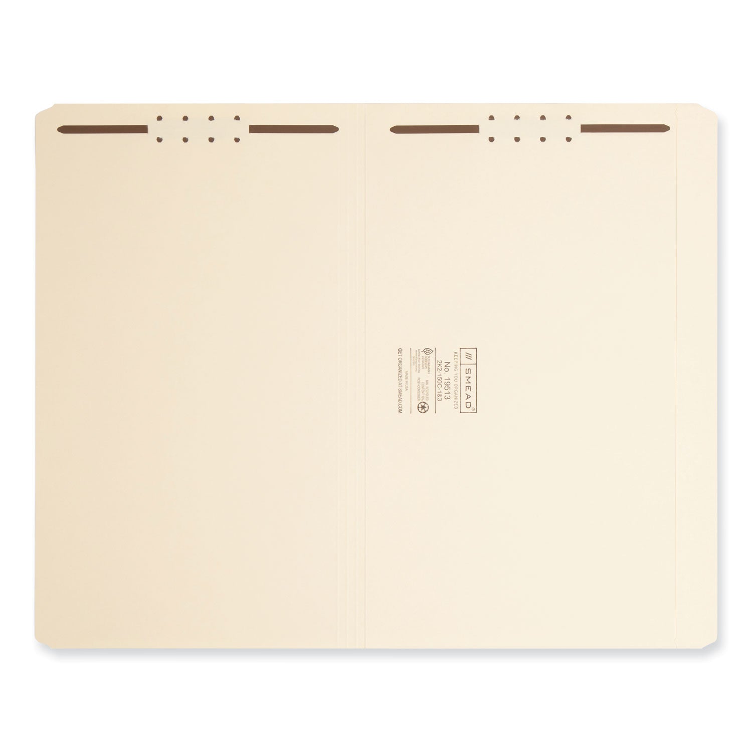 Smead Top Tab Fastener Folders, Straight Tabs, 0.75" Expansion, 2 Fasteners, Legal Size, Manila Exterior, 50/Box (19513)