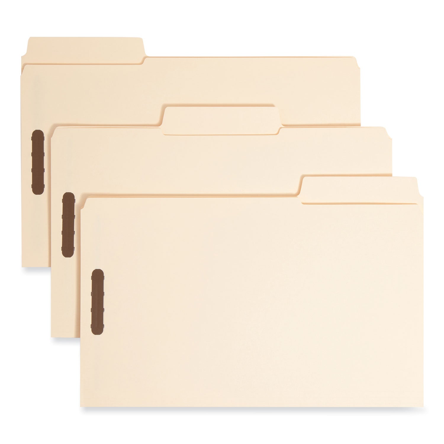 Smead SuperTab Reinforced Guide Height Fastener Folders, 11-pt Manila, 0.75" Expansion, 2 Fasteners, Legal Size, Manila, 50/Box (19535)