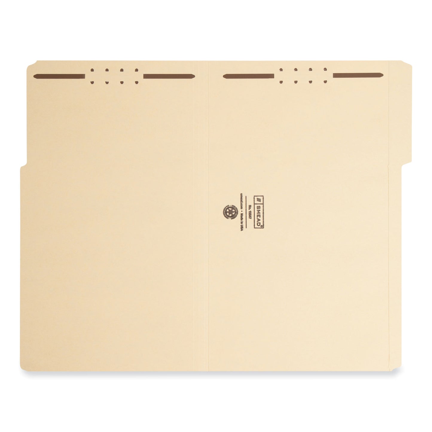 Smead Top Tab Fastener Folders, 1/3-Cut Tabs: Assorted, 0.75" Expansion, 2 Fasteners, Legal Size, Manila Exterior, 50/Box (19547)