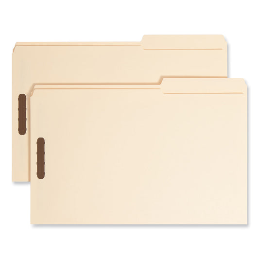 Smead Top Tab Fastener Folders, Guide-Height 2/5-Cut Tabs, 0.75" Expansion, 2 Fasteners, Legal Size, 11-pt Manila, 50/Box (19587)