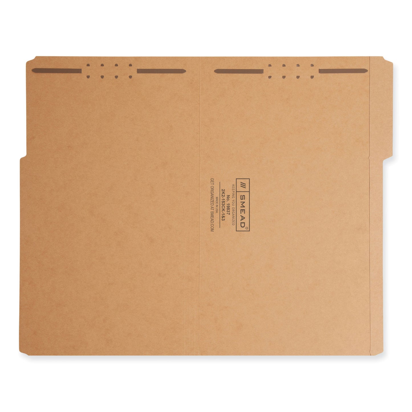Smead Top Tab Fastener Folders, 1/3-Cut Tabs: Assorted, 0.75" Expansion, 2 Fasteners, Legal Size, Kraft Exterior, 50/Box (19837)