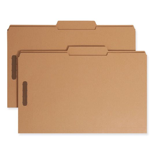 Smead Top Tab Fastener Folders, Guide-Height 2/5-Cut Tabs, 0.75" Expansion, 2 Fasteners, Legal Size, 11-pt Kraft, 50/Box (19880)