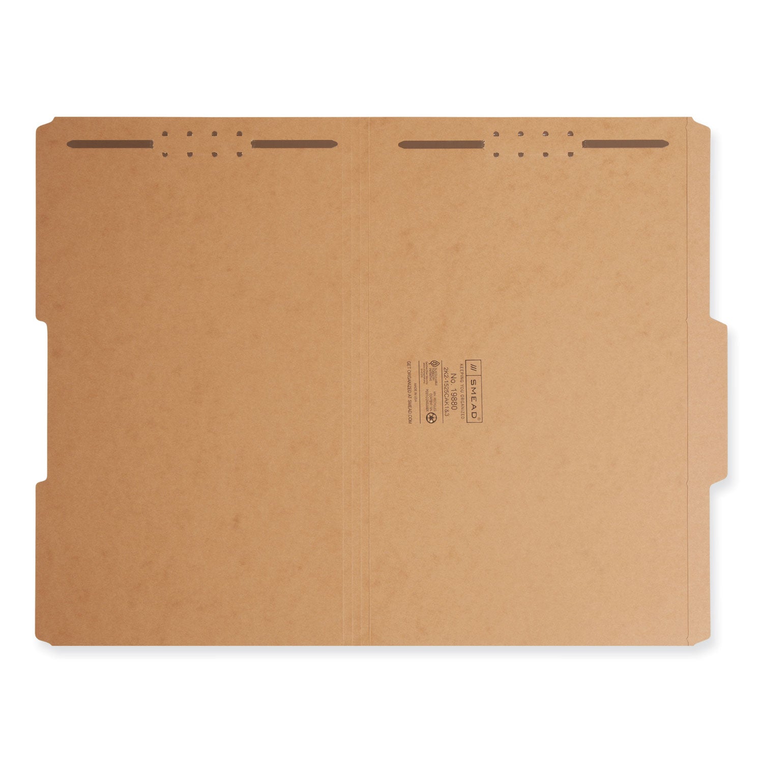 Smead Top Tab Fastener Folders, Guide-Height 2/5-Cut Tabs, 0.75" Expansion, 2 Fasteners, Legal Size, 11-pt Kraft, 50/Box (19880)