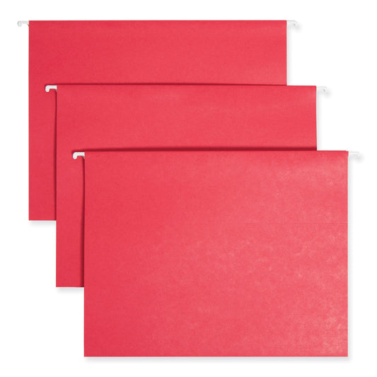 Smead TUFF Hanging Folders with Easy Slide Tab, Letter Size, 1/3-Cut Tabs, Red, 18/Box (64043)