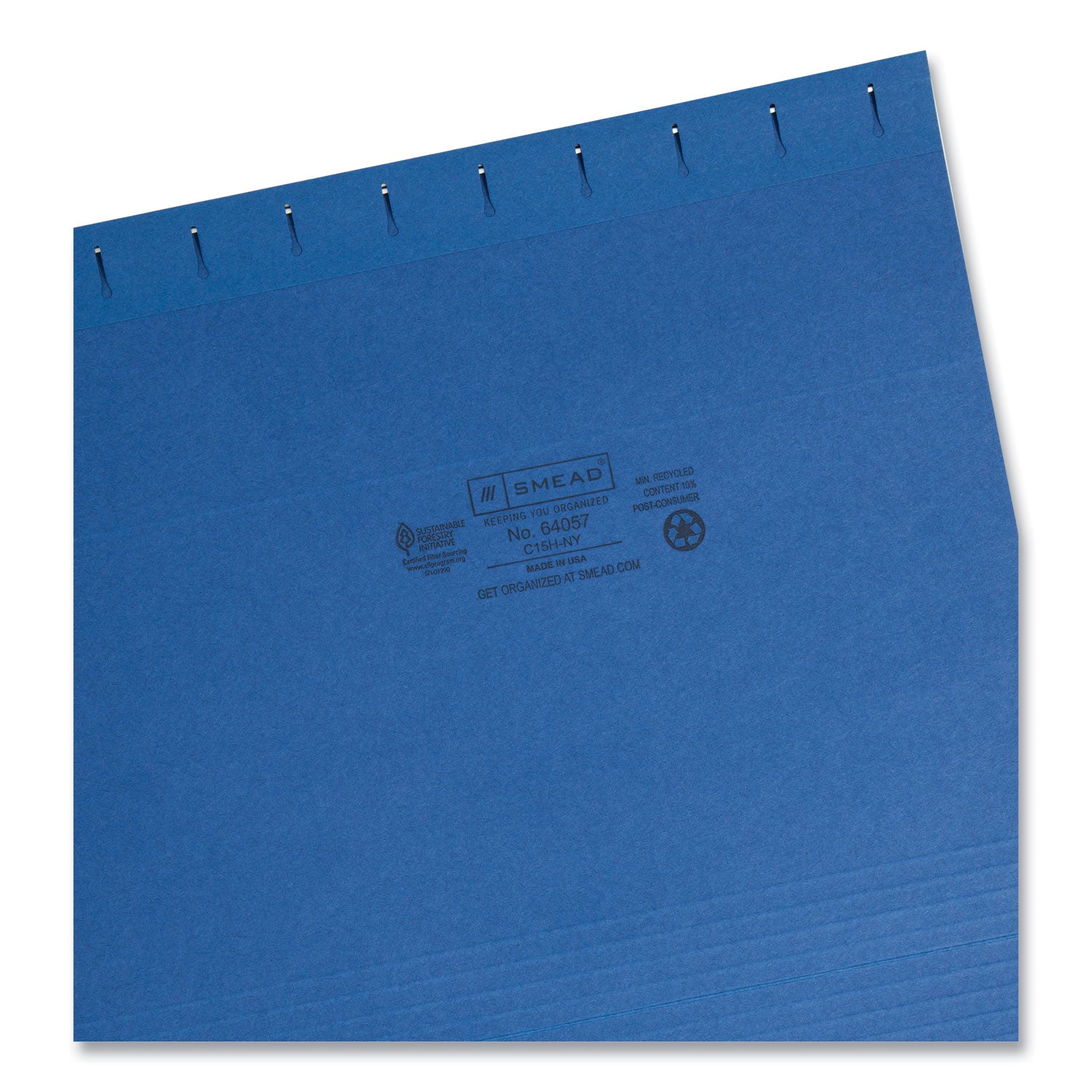 Smead Colored Hanging File Folders with 1/5 Cut Tabs, Letter Size, 1/5-Cut Tabs, Navy, 25/Box (64057)