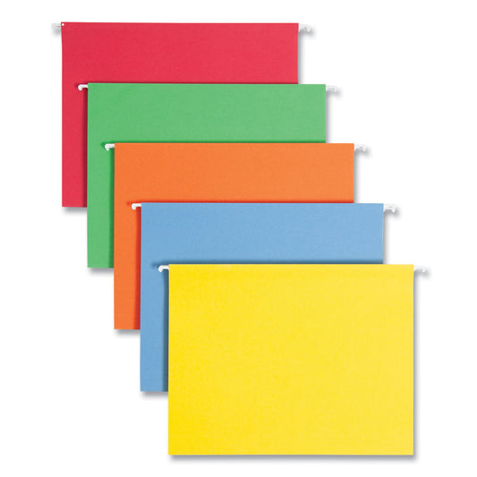 Smead Colored Hanging File Folders with 1/5 Cut Tabs, Letter Size, 1/5-Cut Tabs, Assorted Bright Colors, 25/Box (64059)