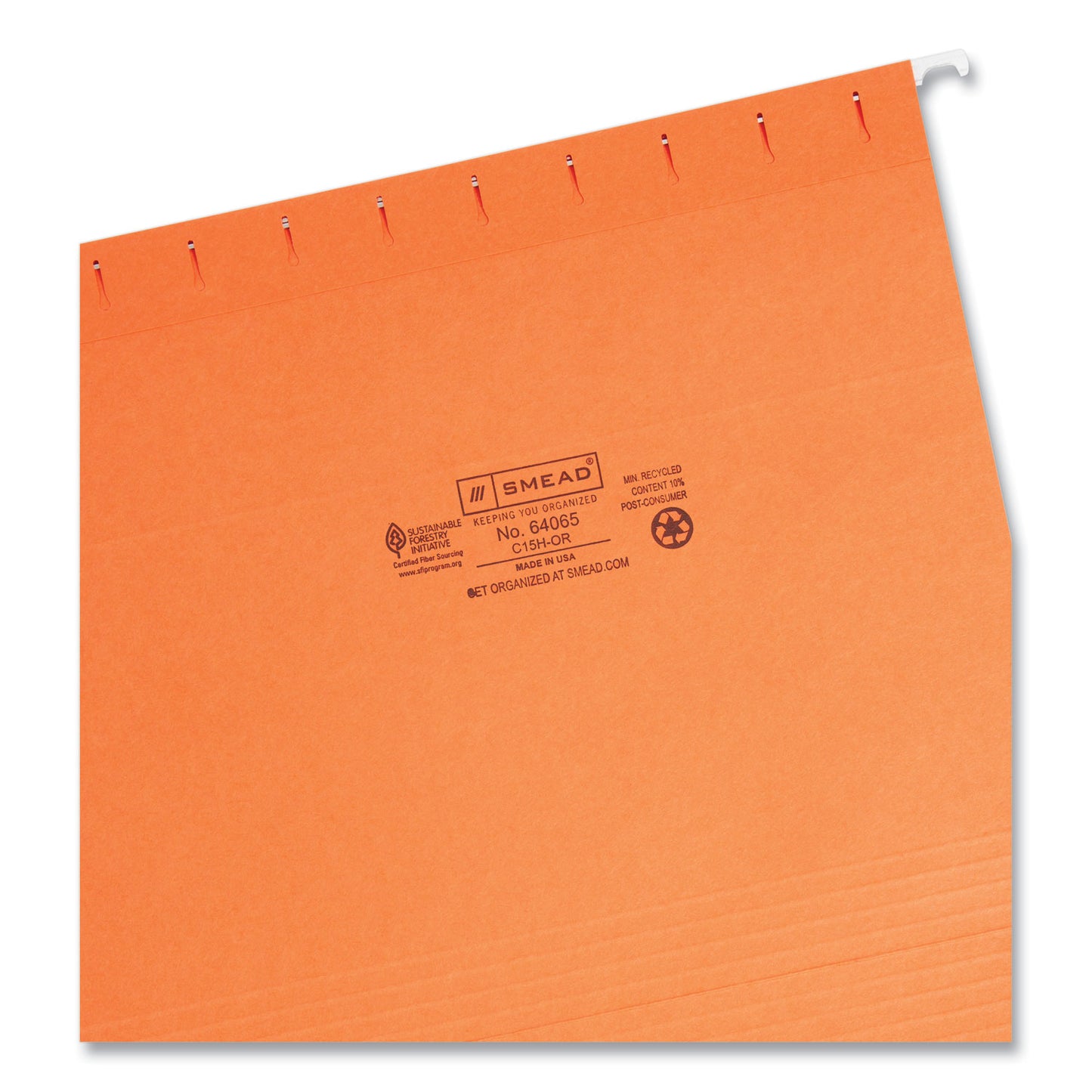 Smead Colored Hanging File Folders with 1/5 Cut Tabs, Letter Size, 1/5-Cut Tabs, Orange, 25/Box (64065)