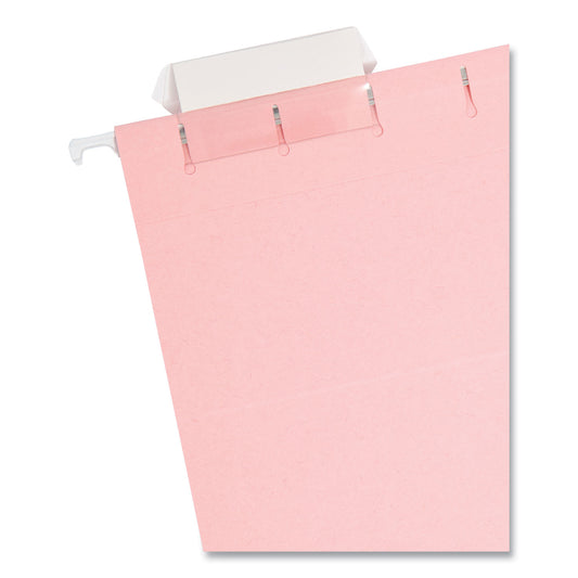 Smead Colored Hanging File Folders with 1/5 Cut Tabs, Letter Size, 1/5-Cut Tabs, Pink, 25/Box (64066)