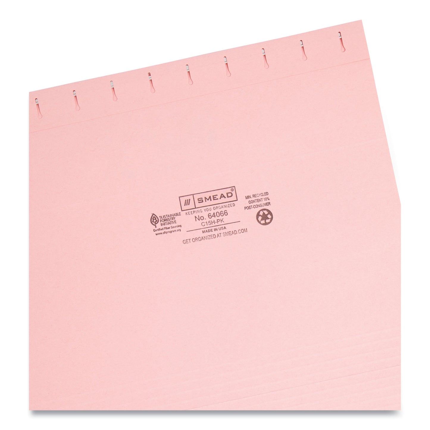 Smead Colored Hanging File Folders with 1/5 Cut Tabs, Letter Size, 1/5-Cut Tabs, Pink, 25/Box (64066)