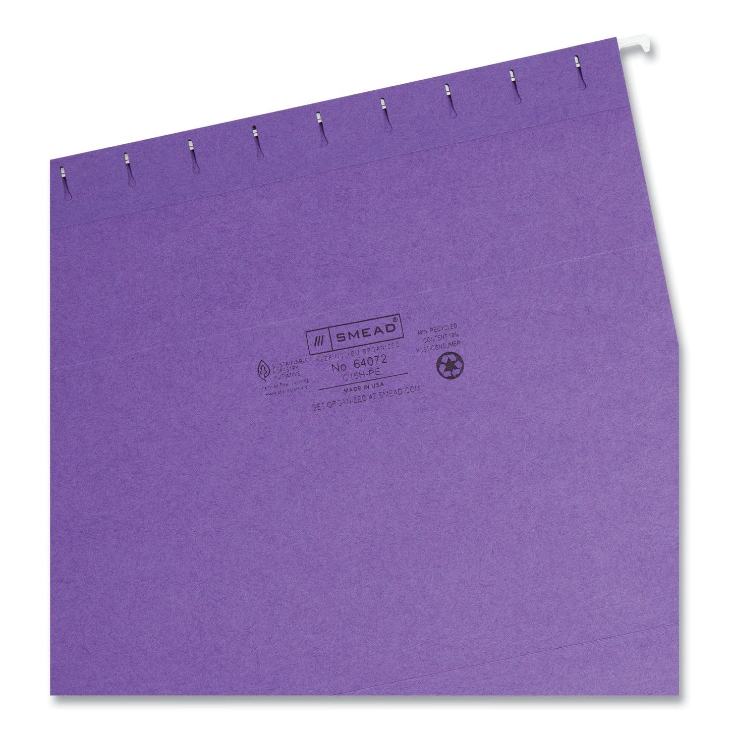 Smead Colored Hanging File Folders with 1/5 Cut Tabs, Letter Size, 1/5-Cut Tabs, Purple, 25/Box (64072)