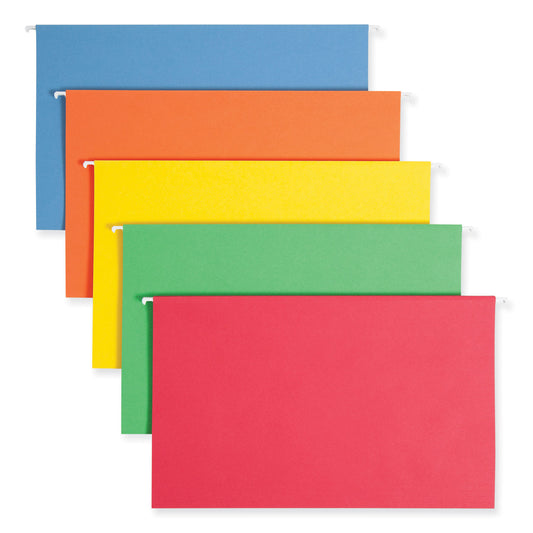 Smead Colored Hanging File Folders with 1/5 Cut Tabs, Legal Size, 1/5-Cut Tabs, Assorted Colors, 25/Box (64159)