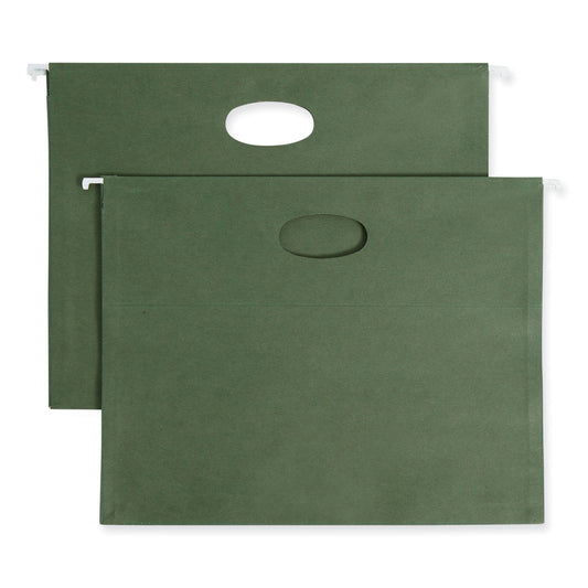 Smead 100% Recycled Hanging Pockets with Full-Height Gusset, 1 Section, 3.5" Capacity, Letter Size, Standard Green, 10/Box (64226)