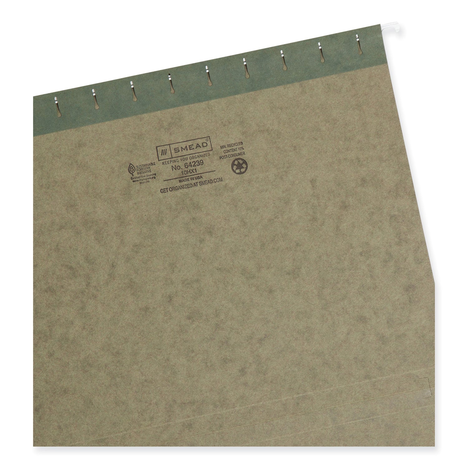 Smead Box Bottom Hanging File Folders, 1" Capacity, Letter Size, Standard Green, 25/Box (64239)