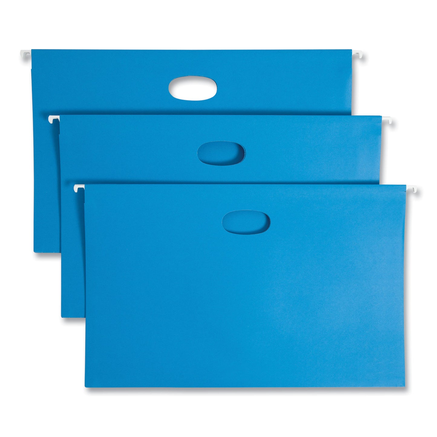 Smead Hanging Pockets with Full-Height Gusset, 1 Section, 3" Capacity, Legal Size, 1/5-Cut Tabs, Sky Blue, 25/Box (64370)