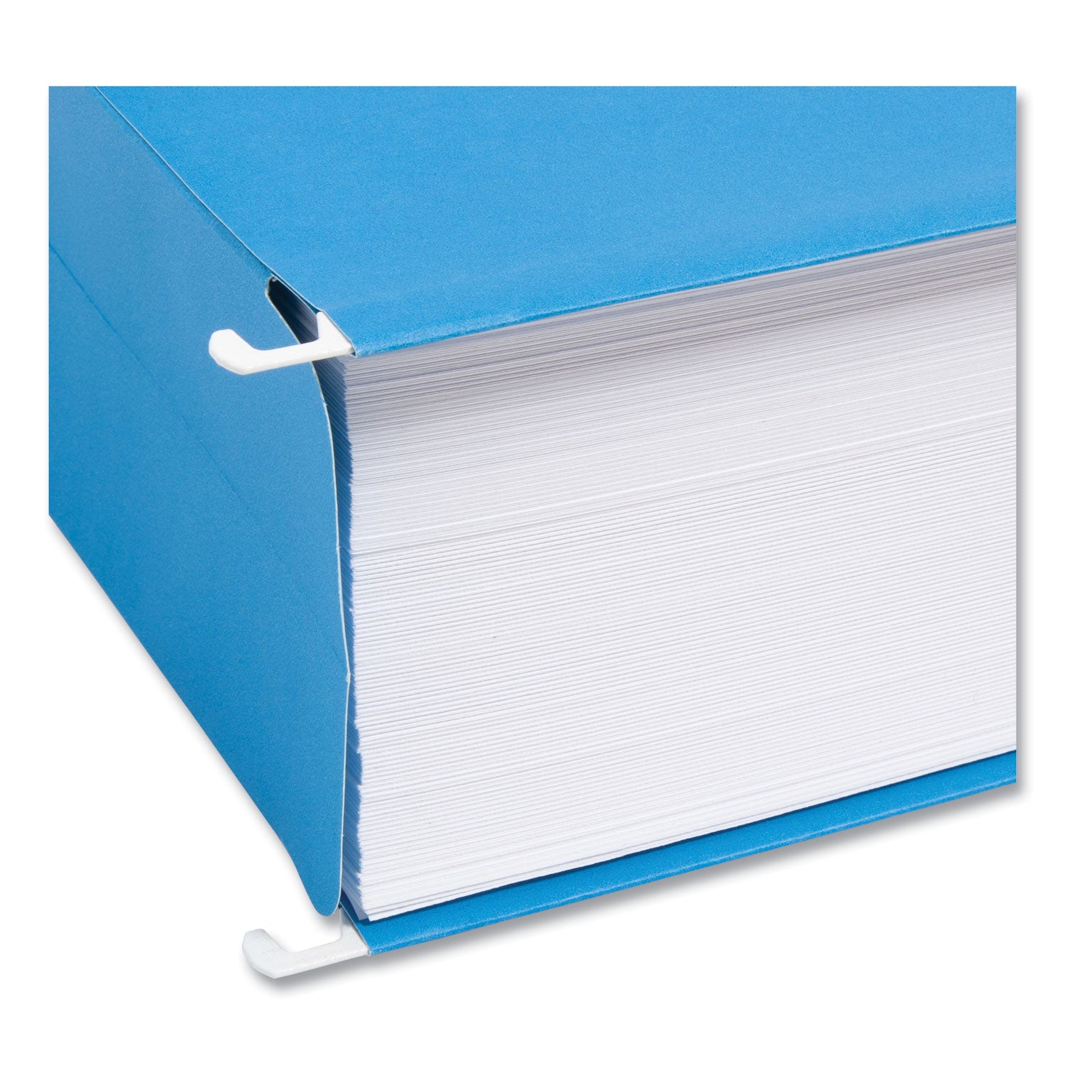 Smead Hanging Pockets with Full-Height Gusset, 1 Section, 3" Capacity, Legal Size, 1/5-Cut Tabs, Sky Blue, 25/Box (64370)